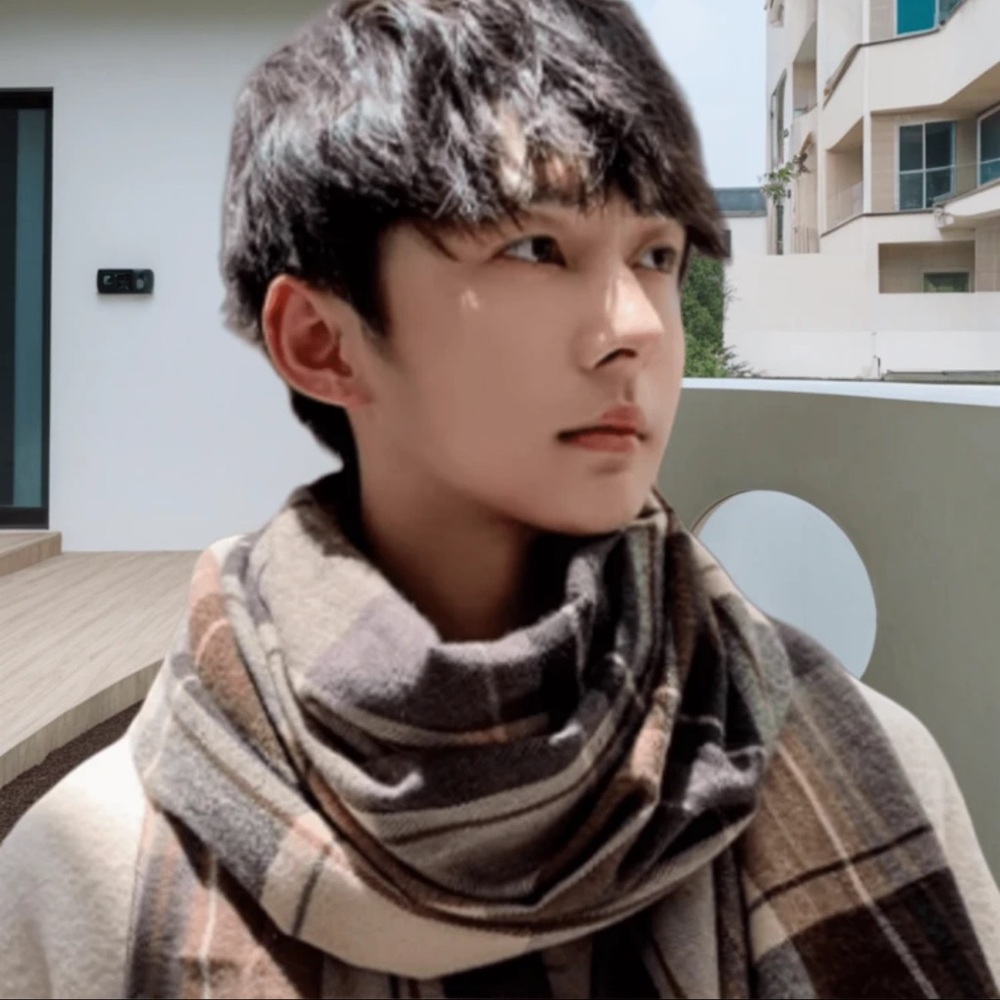 1pc Men's Outdoor Scarf With Tassels,Boho Men Scarf